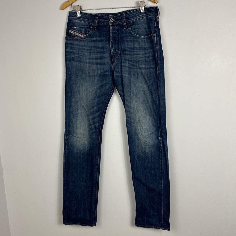 Diesel Mens Jeans Size 30 x 30 Buster Slim-Tapered Blue Faded Denim Button Fly